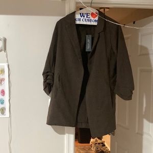 Cute never worn Rachel Zoe blazer!!! Brown, black, and blue stripes!